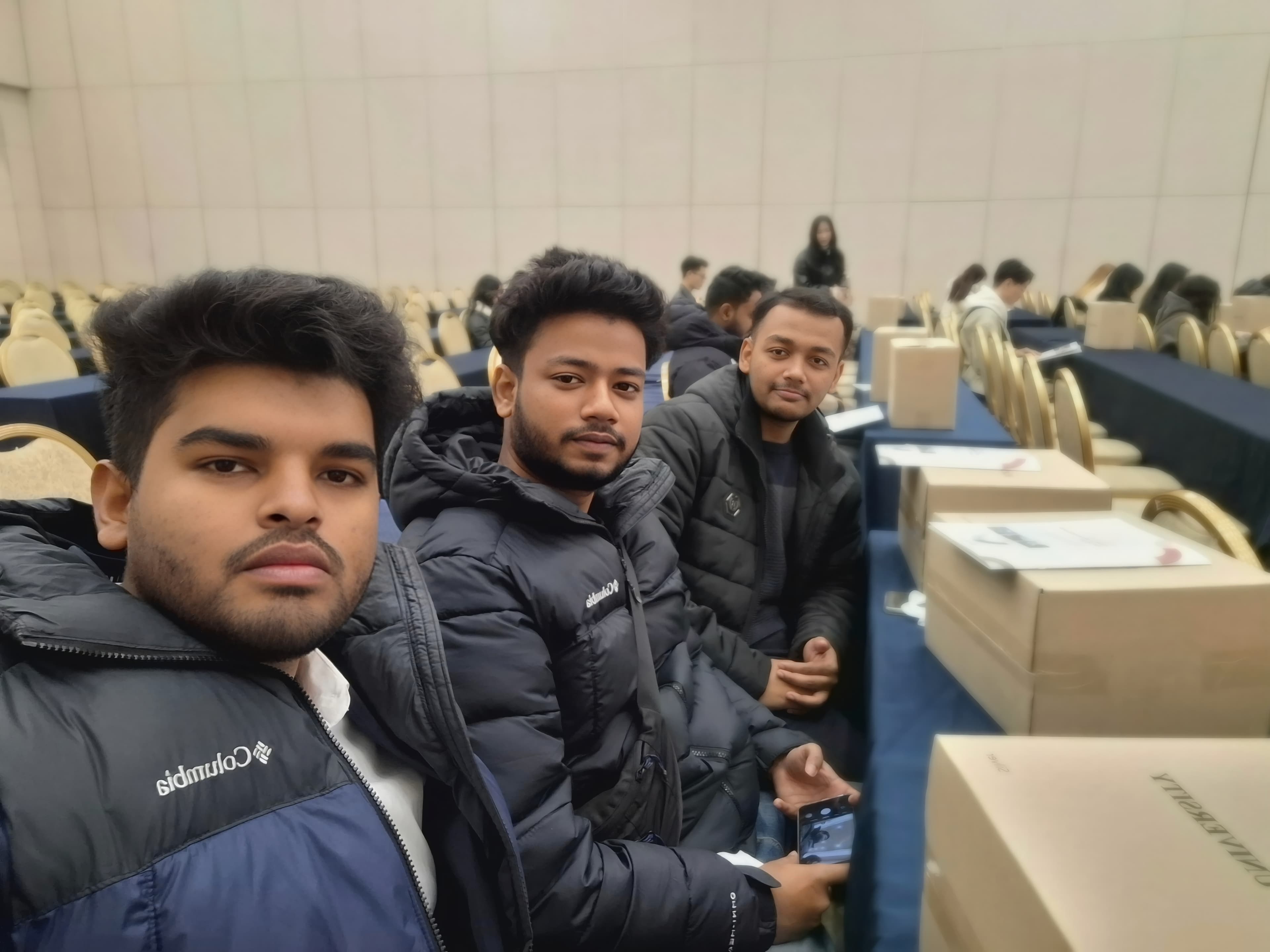 A group selfie of Shawkat Hossain Maruf and friends during the Orientation Ceremony for the Computer Science and Engineering department at Sejong University.